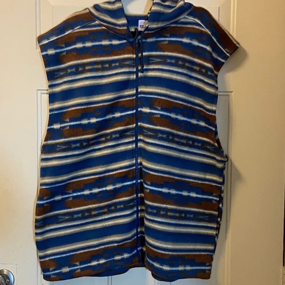 BLA ZER FIRENZE Cozy Hooded Vest with Stripes Size L